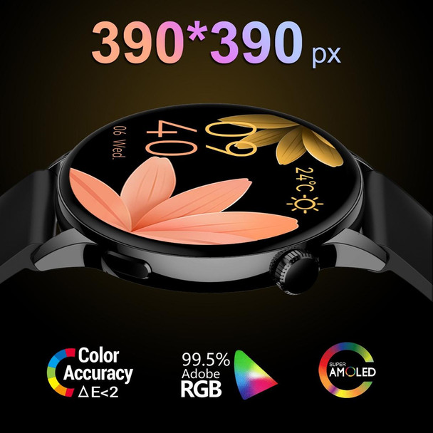 HD1 1.3 Inch AMOLED Screen Smart Watch with NFC Function(Gold Steel+Silicone Strap)