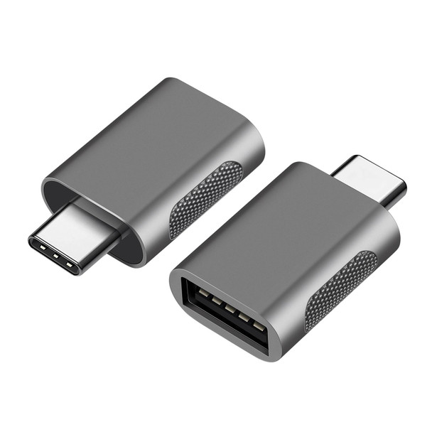 2 PCS SBT-158 USB-C / Type-C Male to USB 3.0 Female Zinc Alloy Adapter(Silver)