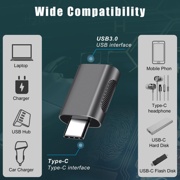 2 PCS SBT-158 USB-C / Type-C Male to USB 3.0 Female Zinc Alloy Adapter(Silver)