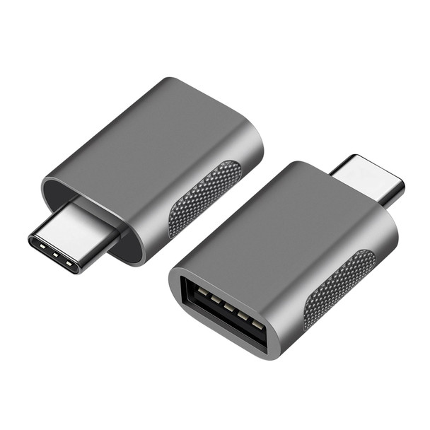 2 PCS SBT-158 USB-C / Type-C Male to USB 3.0 Female Zinc Alloy Adapter(Black)