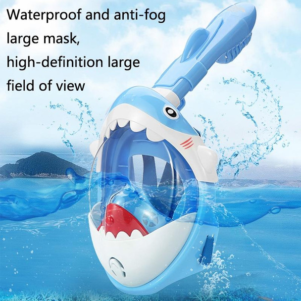 Cartoon Kids Full Dry Diving Mask Swimming Anti-Fog Snorkeling Mask, Size: XS(Shark Pink)