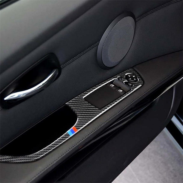 2 PCS Three Color Carbon Fiber Car Left Driving Lifting Panel Decorative Sticker for BMW E92 2005-2012, Diameter: 40.4cm