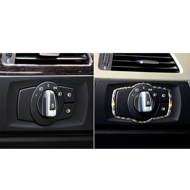 Yellow Red Color Carbon Fiber Car Headlight Switch Decorative Sticker for BMW E90 / E92 / E93 2005-2012 / 320i / 325i, Thin Version