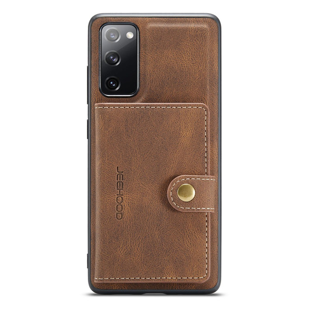 Samsung Galaxy S20 FE JEEHOOD Retro Magnetic Detachable Protective Case with Wallet & Card Slot & Holder(Brown)
