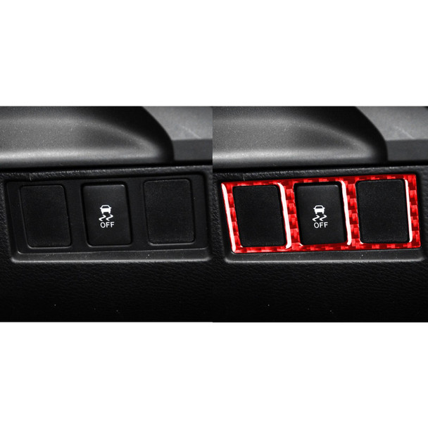 Carbon Fiber Car Mode Switch Decorative Sticker for Toyota Tundra 2014-2018,Left and Right Drive Universal (Red)