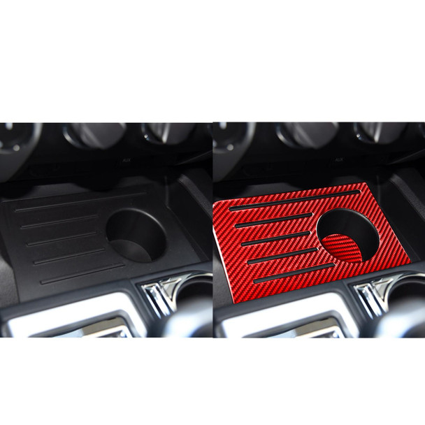 2 PCS / Set Carbon Fiber Car Central Control Storage Box Slot Mat Decorative Sticker for Toyota Tundra 2014-2018,Left and Right Drive Universal (Red)