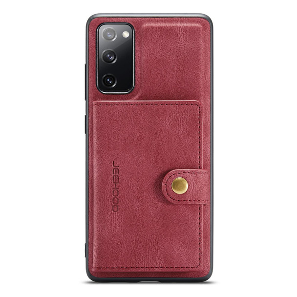 Samsung Galaxy S20 FE JEEHOOD Retro Magnetic Detachable Protective Case with Wallet & Card Slot & Holder(Red)