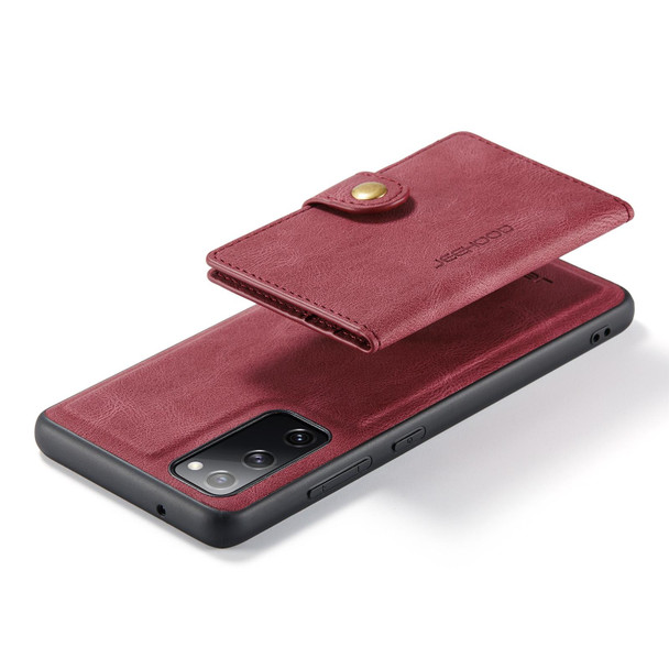 Samsung Galaxy S20 FE JEEHOOD Retro Magnetic Detachable Protective Case with Wallet & Card Slot & Holder(Red)