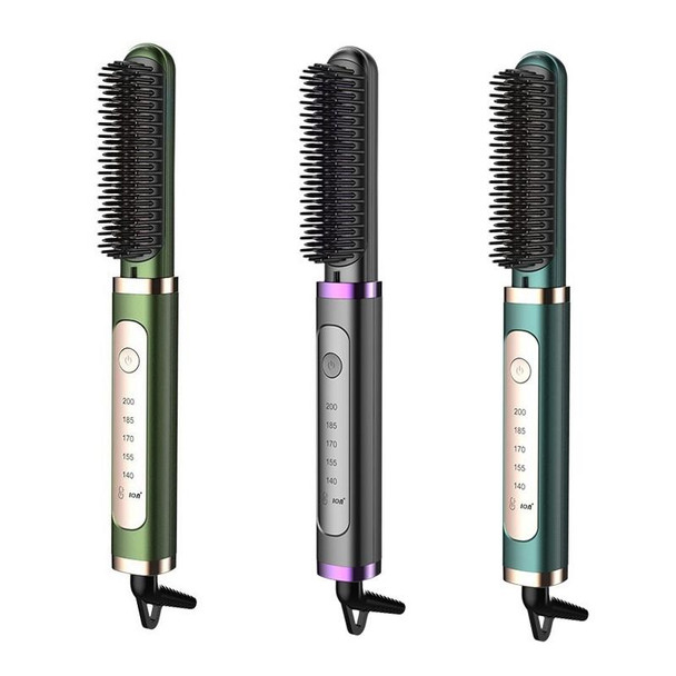 Curling And Straightening Dual-Purpose Negative Ion Automatic Constant Temperature Hair Straightening Comb, Specification:UK Plug(Avocado Color)