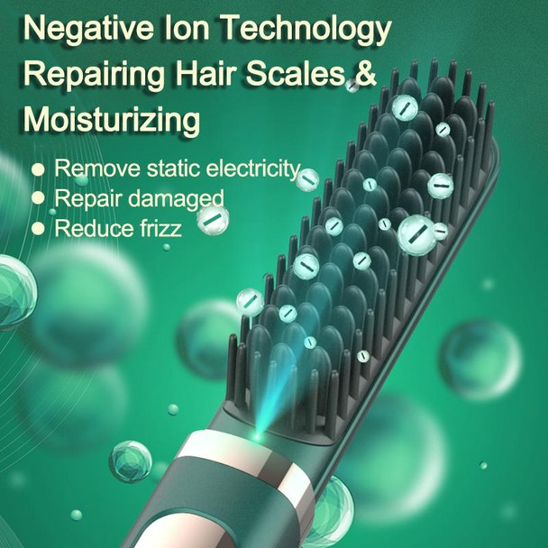 Curling And Straightening Dual-Purpose Negative Ion Automatic Constant Temperature Hair Straightening Comb, Specification:UK Plug(Avocado Color)