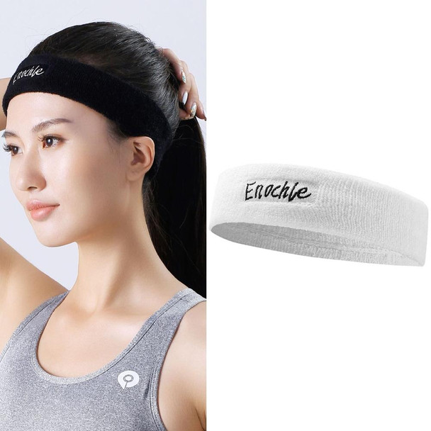 2 PCS Enochle Sports Sweat-Absorbent Headband Combed Cotton Knitted Sweatband(White)