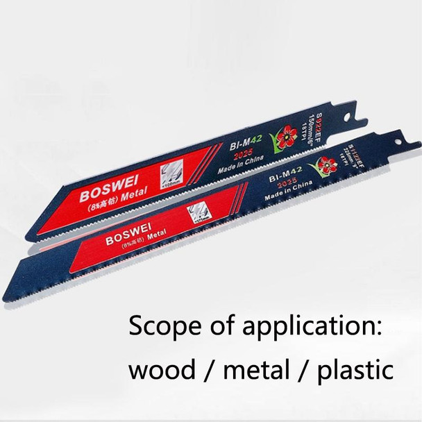 S1222EF BOSWEI Hardcore Reciprocating Saw Strip Fine Teeth Saber Saw Blade Metal Plastic Wood Bimetal Curve Saw Blade