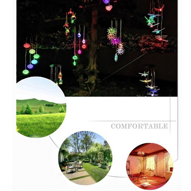 Outdoor Solar Wind Chime Lamp Courtyard Garden Decoration Led Landscape Lamp Ornaments, Style:Transparent Butterfly