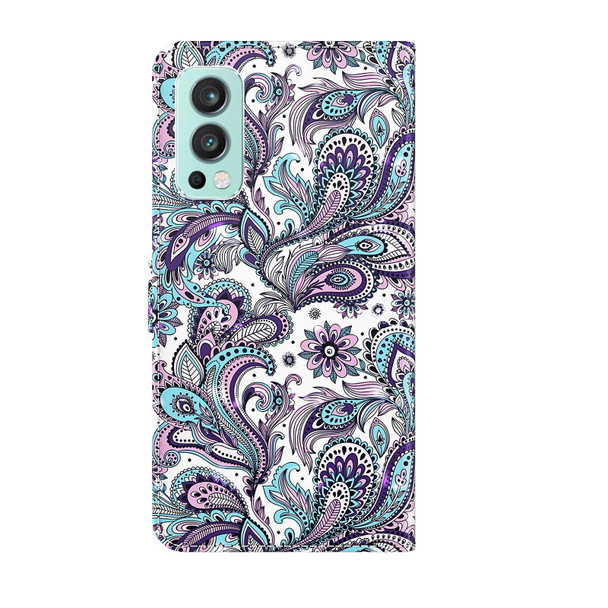 OnePlus Nord 2 5G 3D Painting Pattern TPU + PU Leather Phone Case(Swirl Pattern)