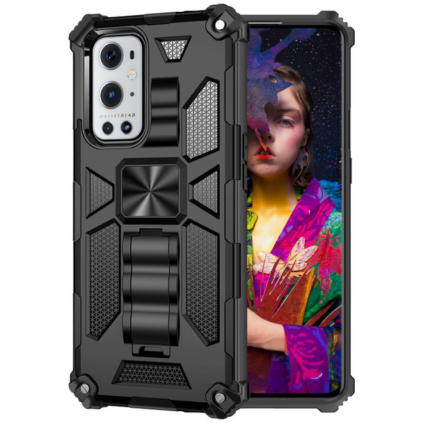 OnePlus 9 Shockproof TPU + PC Magnetic Protective Case with Holder(Black)