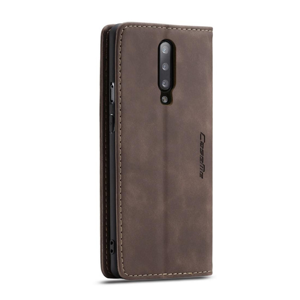 CaseMe-013 Multi-functional Retro Frosted Horizontal Flip Leatherette Case with Card Slot & Holder & Wallet - OnePlus 7 Pro(Coffee)