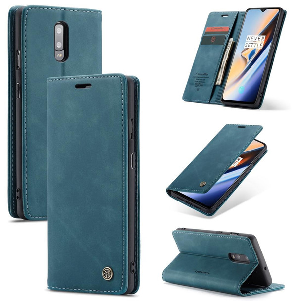 CaseMe-013 Multifunctional Horizontal Flip Leatherette Case with Card Slot & Holder for OnePlus 7(Blue)