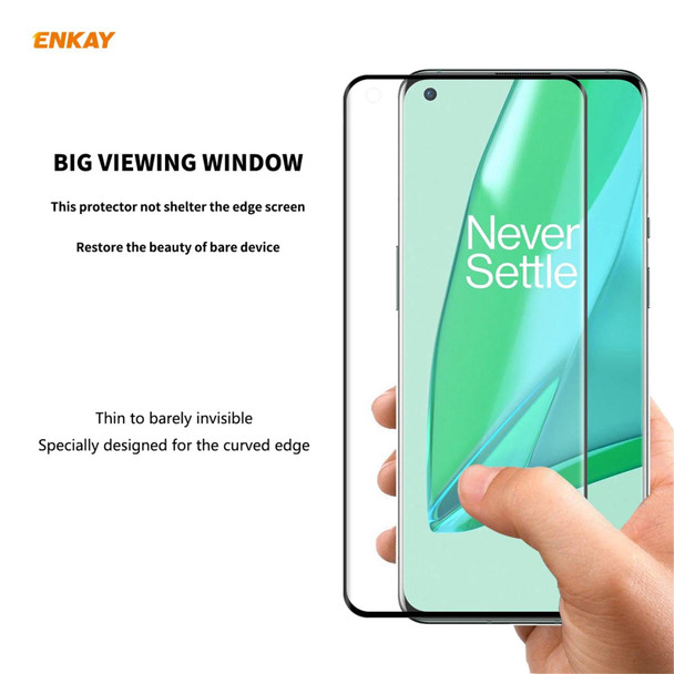 5 PCS - OnePlus 9 Pro ENKAY Hat-Prince 0.26mm 9H 3D Explosion-proof Full Screen Curved Heat Bending Tempered Glass Film