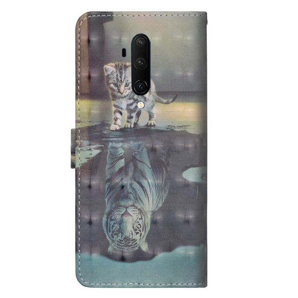 OnePlus 7T Pro / 7 Pro 3D Painting Pattern Horizontal Flip TPU + PU Leather Case with Holder & Card Slots & Wallet(Cat Tiger)