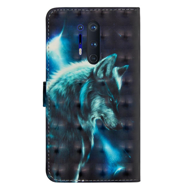 OnePlus 8 Pro 3D Painting Pattern Horizontal Flip TPU + PU Leather Case with Holder & Card Slots & Wallet(Wolf)