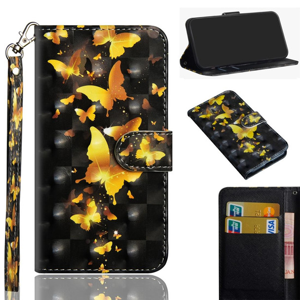 OnePlus 8 3D Painting Pattern Horizontal Flip TPU + PU Leather Case with Holder & Card Slots & Wallet(Golden Butterfly)