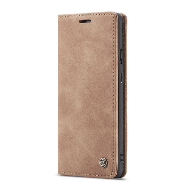 CaseMe-013 Multifunctional Retro Frosted Horizontal Flip Leatherette Case for OnePlus 7 Pro, with Card Slot & Holder & Zipper Wallet & Photo Frame(Brown)