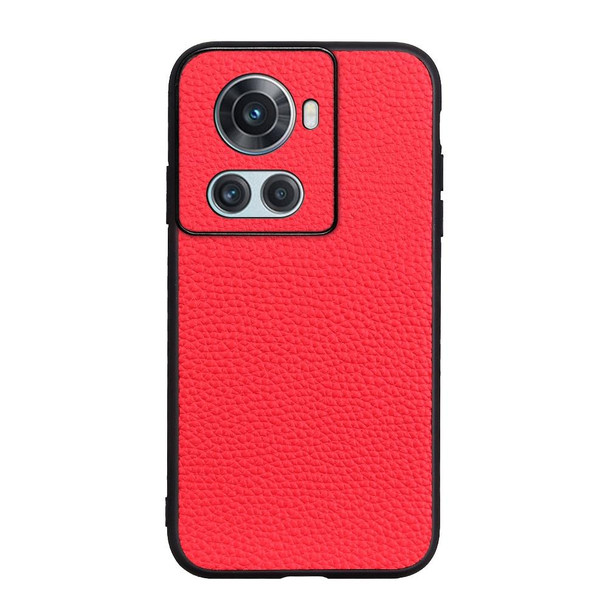 OnePlus Ace Accurate Hole Genuine Leather Phone Case(Red)