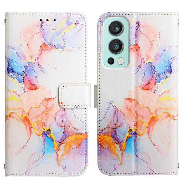 OnePlus Nord 2 5G PT003 Marble Pattern Flip Leather Phone Case(Galaxy Marble White LS004)