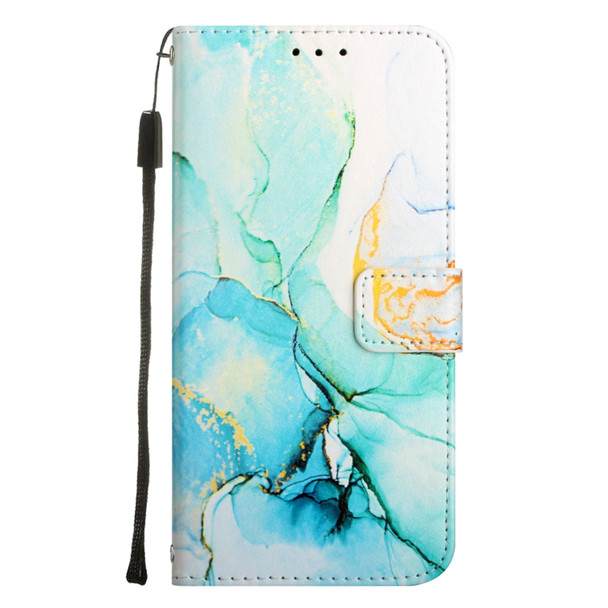 OnePlus Nord 2 5G PT003 Marble Pattern Flip Leather Phone Case(Green LS003)