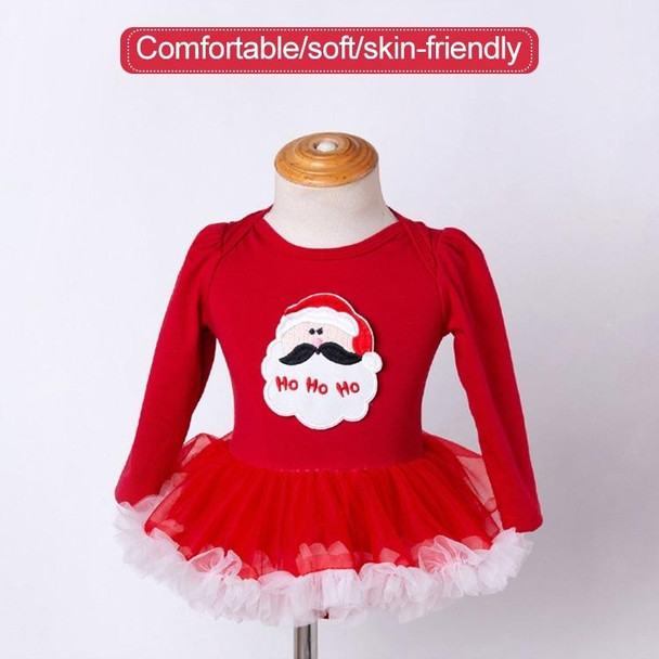 Baby Christmas Clothes Long Sleeve Cartoon Romper Net Yarn Tutu Four-piece Childrens Wear (Color:Santa Claus Size:59)