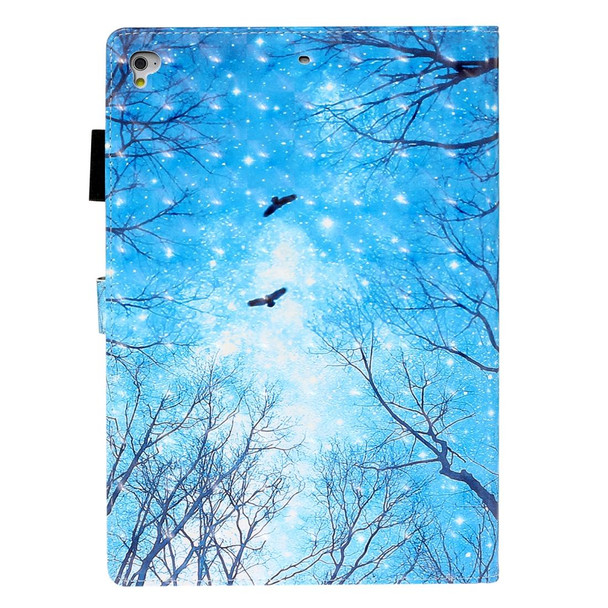 iPad 5 / 6 / 7 / 8 3D Embossing Pattern Horizontal Flip Leather Case with Holder & Card Slots & Wallet(Blue Forest)