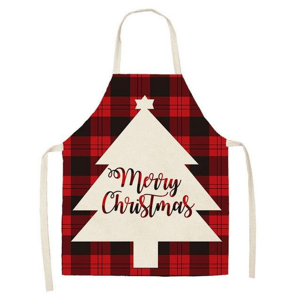 2 PCS Christmas Plaid Series Cotton And Linen Apron Household Cleaning Overalls, Specification: 47 x 38cm(WQ-001312)
