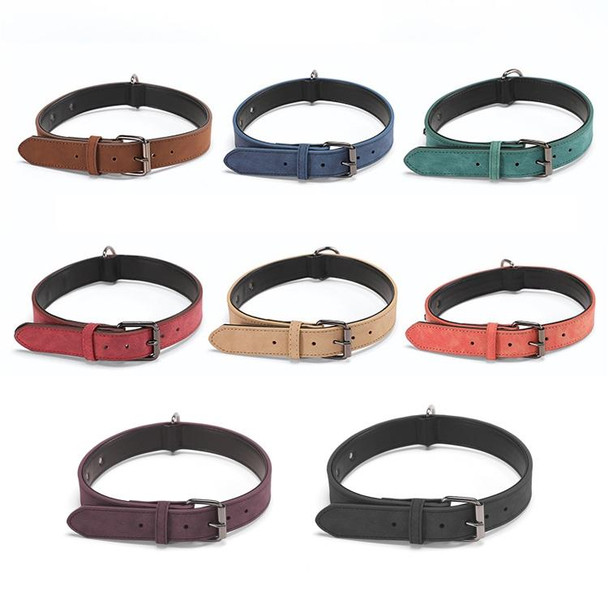 JINMAOHOU Dogs Double-Layer Leather Collar, Specification: L 59x3.2cm(Khaki)