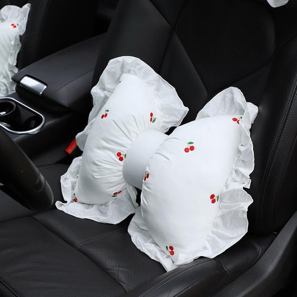 Bow Car Head Pillow Car Seat Neck Pillow Comfortable Cotton Car Supplies, Colour: Cherry Lumbar Pillow