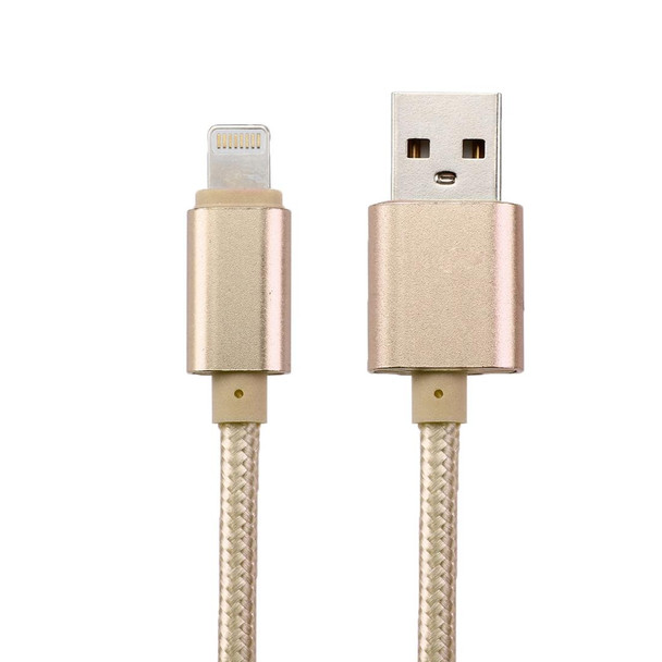 1m Woven Style Metal Head 84 Cores 8 Pin to USB 2.0 Data / Charger Cable, - iPhone XR / iPhone XS MAX / iPhone X & XS / iPhone 8 & 8 Plus / iPhone 7 & 7 Plus / iPhone 6 & 6s & 6 Plus & 6s Plus / iPad(Gold)