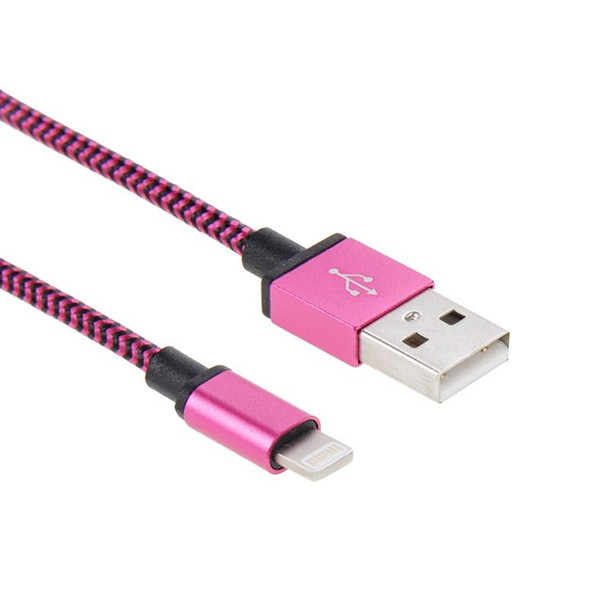2m Woven Style 8 Pin to USB Sync Data / Charging Cable(Magenta)