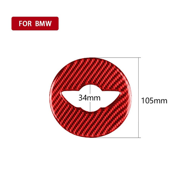 Car Carbon Fiber Steering Wheel Logo Decorative Sticker for BMW Mini Cooper Countryman F60 F55 F56, Left and Right Drive Universal (Red)
