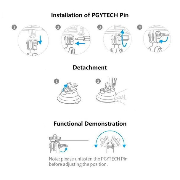 PGYTECH P-GM-132 Action Camera Suction Cup Phone Holder for DJI Osmo Action & GoPro 8/7(Silver)