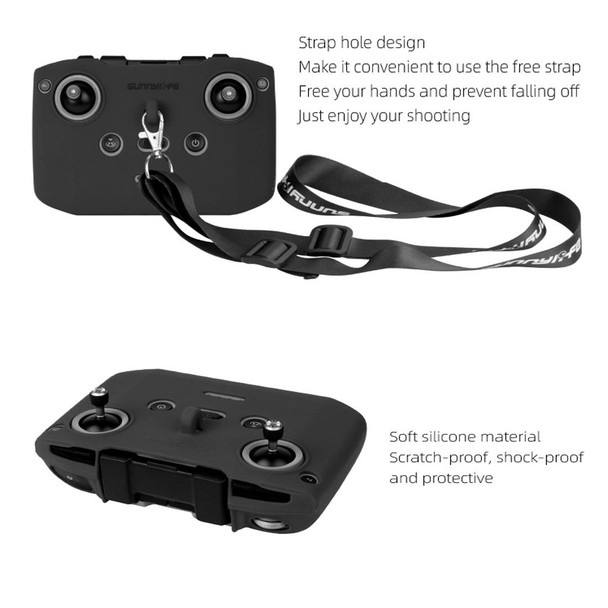 Sunnylife AIR2-Q9290 Remote Control Silicone Protective Case with lanyard for DJI Mavic Air 2 (Black)