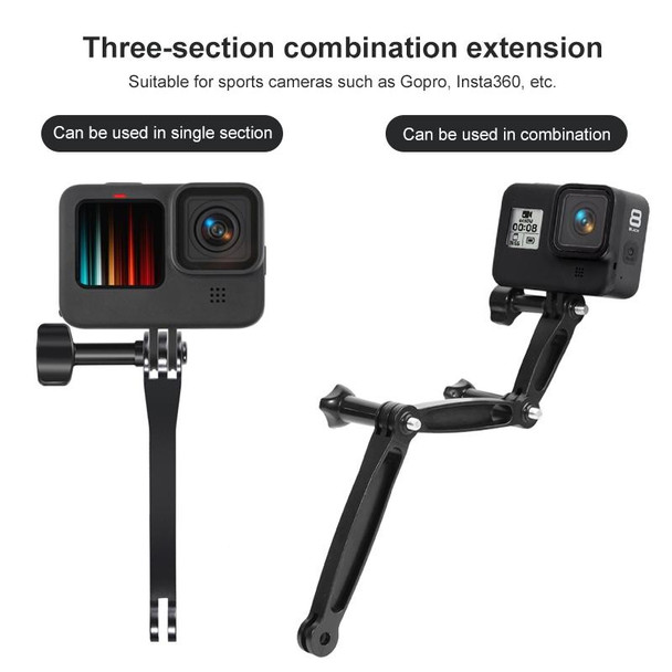Joint Aluminum Extension Arm Grip Extenter for GoPro HERO9 Black / HERO8 Black /7 /6 /5, Insta360 One R, DJI Osmo Action, Xiaoyi Sport Cameras, Length: 8.8cm