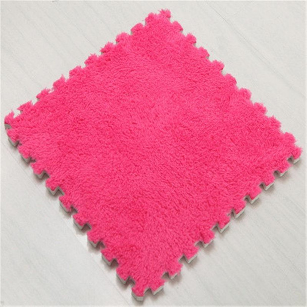 2 PCS Living Room Bedroom Children Kids Soft Carpet Magic Patchwork Jigsaw Splice Heads Climbing Baby Mat 30x30cm(Rose Red)