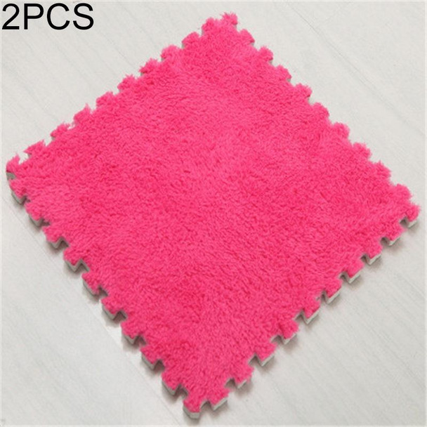 2 PCS Living Room Bedroom Children Kids Soft Carpet Magic Patchwork Jigsaw Splice Heads Climbing Baby Mat 30x30cm(Rose Red)