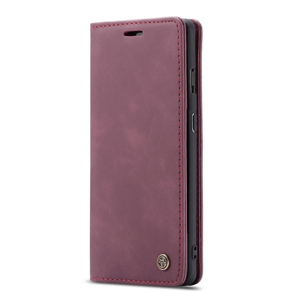 CaseMe-013 Multi-functional Retro Frosted Horizontal Flip Leatherette Case with Card Slot & Holder & Wallet - OnePlus 7(Wine Red)