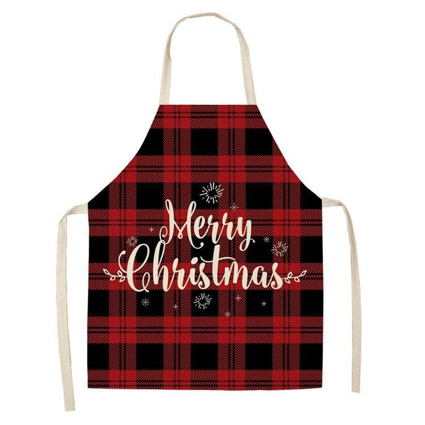 2 PCS Christmas Plaid Series Cotton And Linen Apron Household Cleaning Overalls, Specification: 68 x 55cm(WQ-001326)