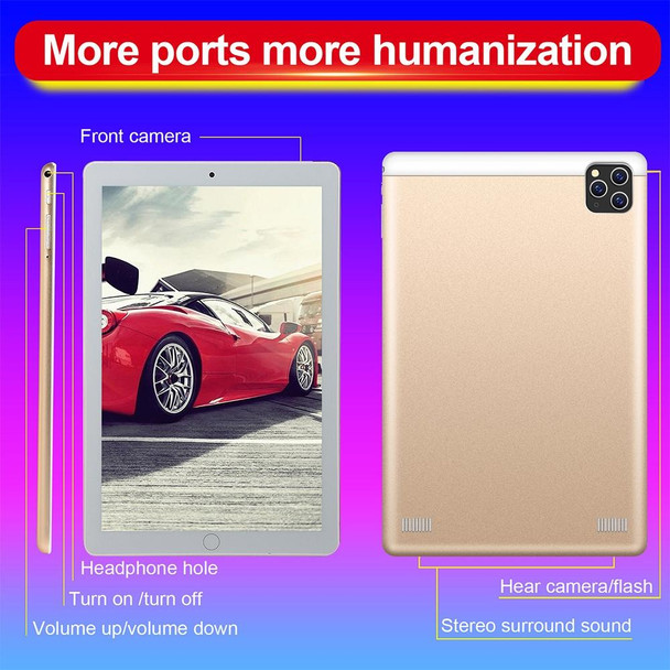 BDF A10 3G Phone Call Tablet PC, 10 inch, 2GB+32GB, Android 9.0, MTK8321&#160;Octa Core Cortex-A7, Support Dual SIM & Bluetooth & WiFi & GPS, EU Plug(Gold)