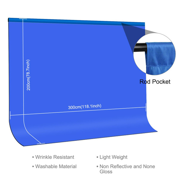 PULUZ 3m x 2m Photography Background 120g Thickness Photo Studio Background Cloth Backdrop(Blue)