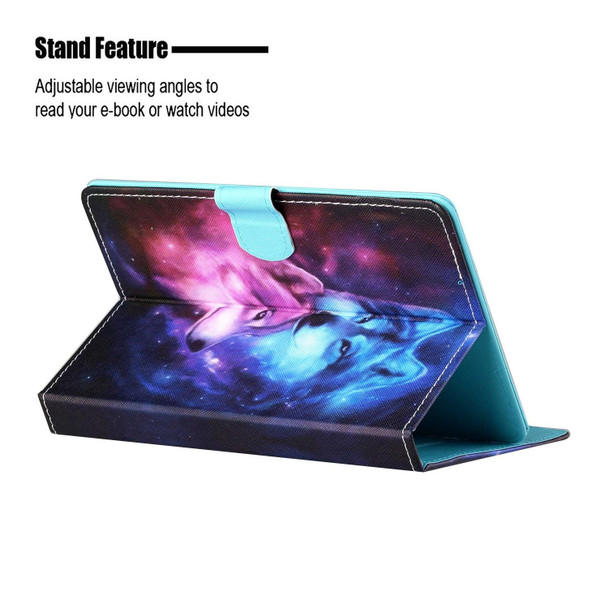 7 inch Tablet PC Universal Colored Drawing Horizontal Flip Leatherette Case with Holder & Card Slots(Wolf)