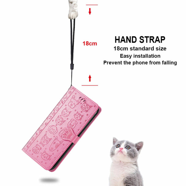 Blackview A100 Lovely Cat and Dog Embossing Pattern Horizontal Flip Leatherette Case , with Holder & Card Slots & Wallet & Cartoon Clasp & Lanyard(Pink)