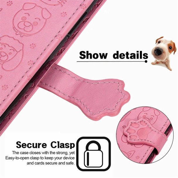 Blackview A100 Lovely Cat and Dog Embossing Pattern Horizontal Flip Leatherette Case , with Holder & Card Slots & Wallet & Cartoon Clasp & Lanyard(Pink)