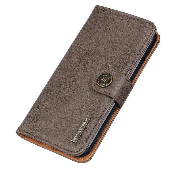 OnePlus ACE/10R KHAZNEH Cowhide Texture Leather Phone Case(Khaki)